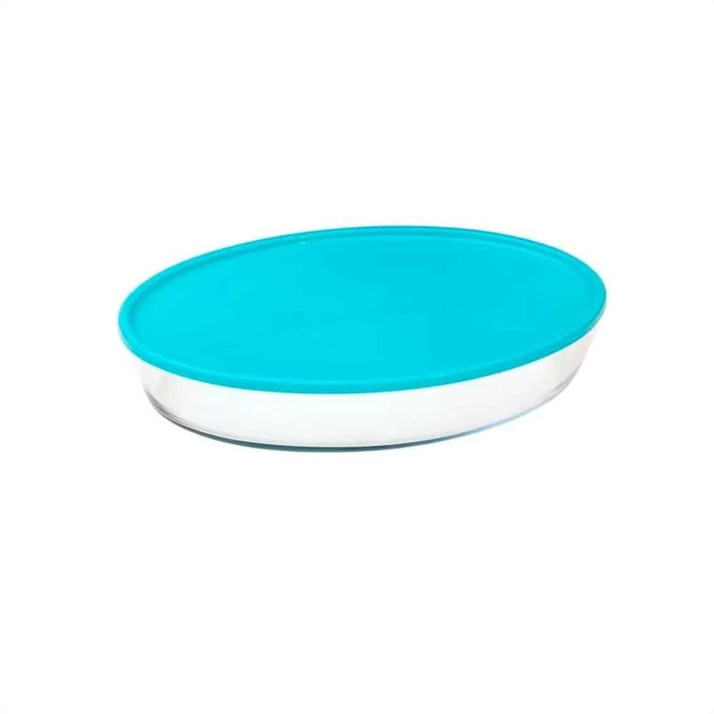 Asadera Vidrio Marinex Oval 3200 Ml Con Tapa