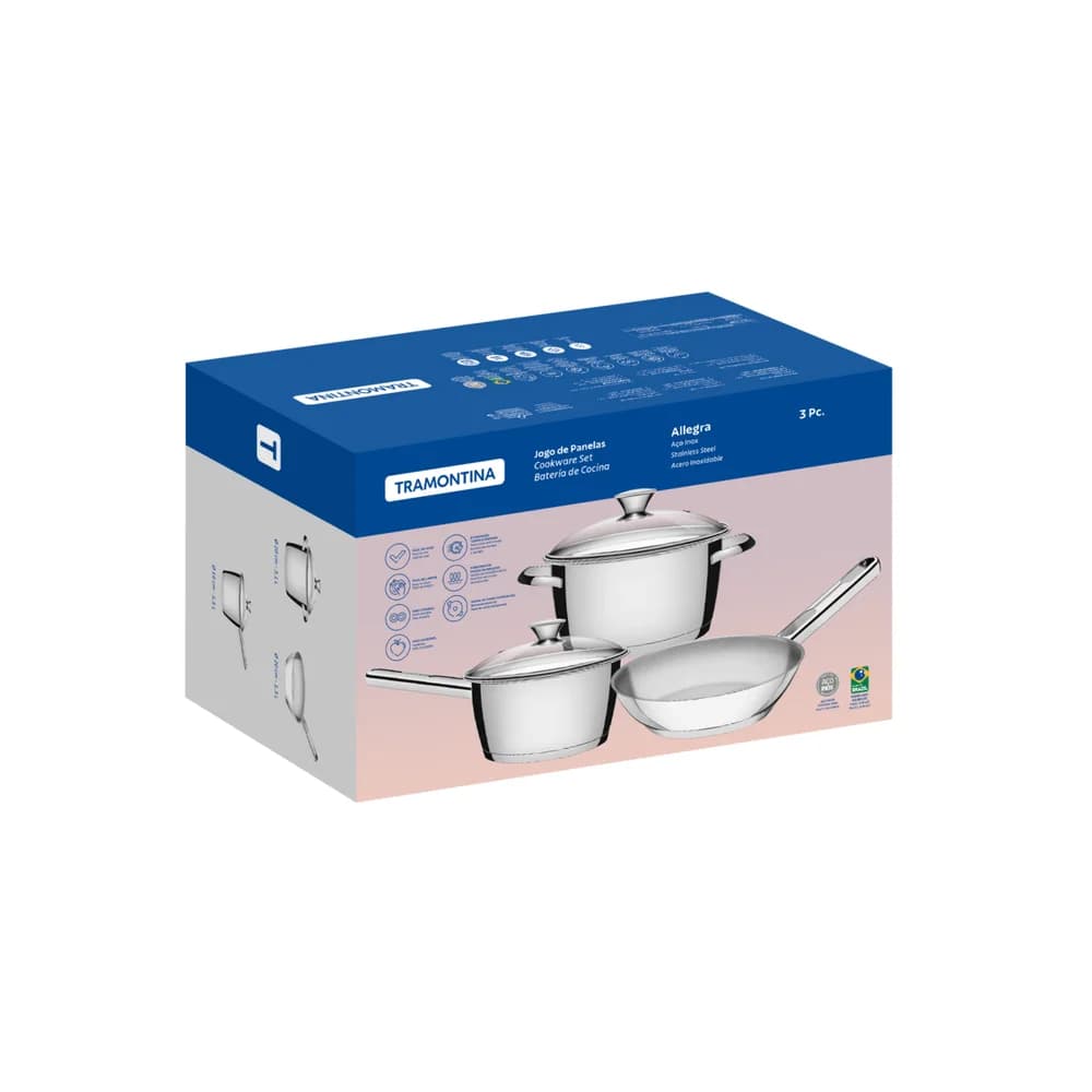 Juego De Ollas Tramontina Cocina Allegra 3 Piezas Induccion — imagen 2 de 3