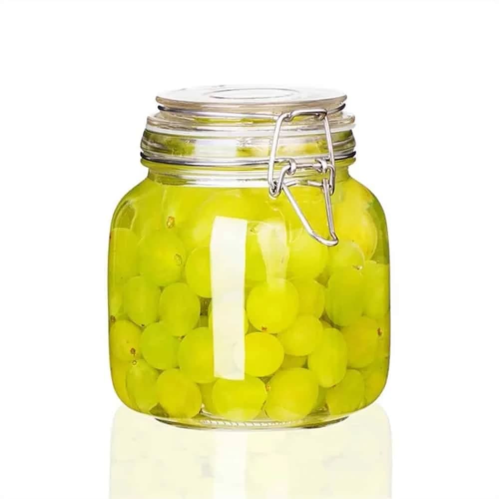 Frasco De Vidrio Hermetico Conserva 1000 Ml Broche Metal — imagen 4 de 4