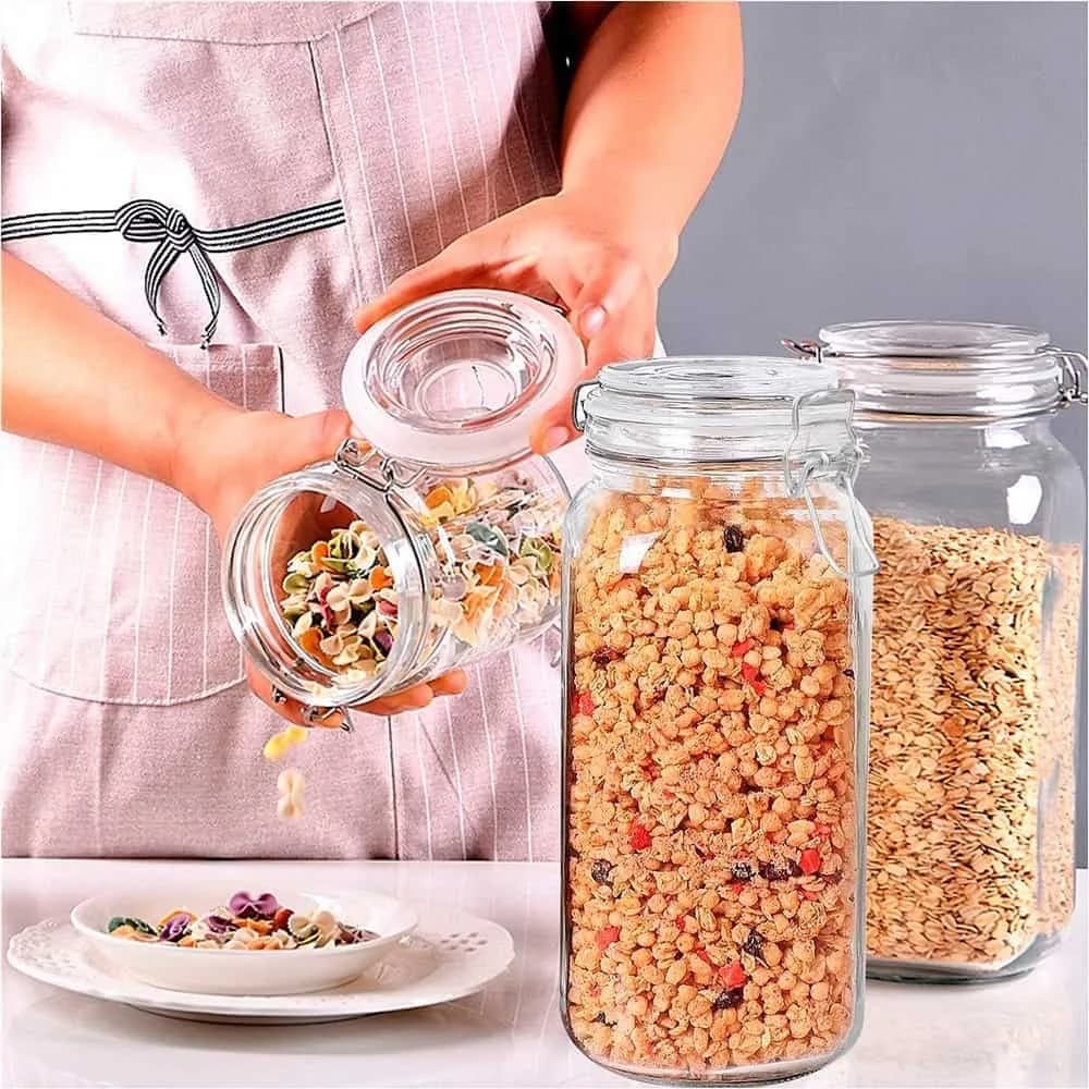 Frasco De Vidrio Hermetico Conserva 2500 Ml Broche Metal — imagen 4 de 4