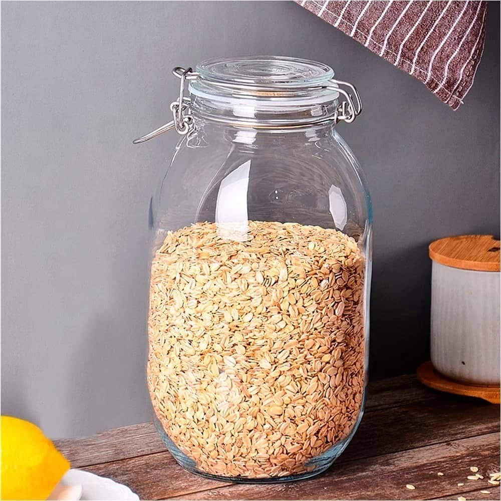 Frasco De Vidrio Hermetico Conserva 3000 Ml Broche De Metal — imagen 2 de 3