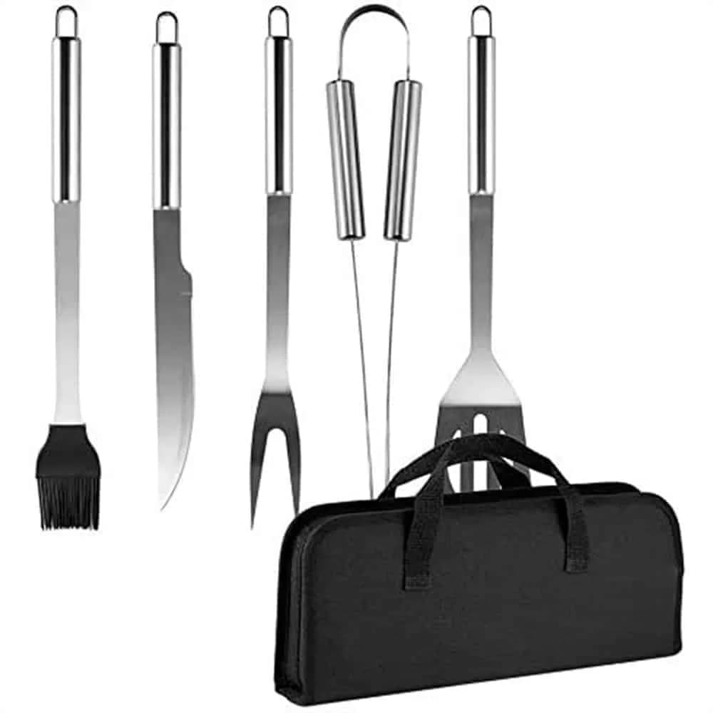 Juego Asador 5 Piezas Parrilla Barbacoa Tenedor Pinza — miniatura 2