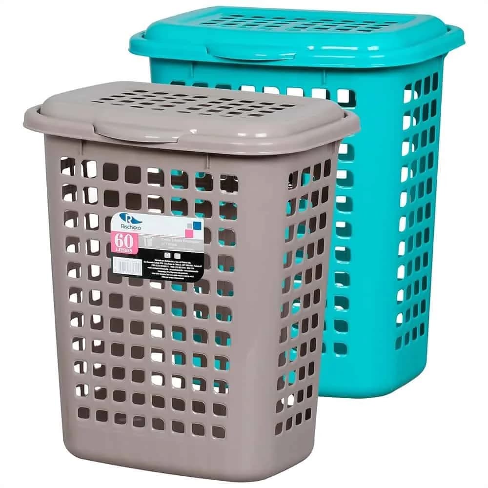 Canasto Cesto Para Ropa Rectangular Con Tapa 60 Litros — miniatura 2