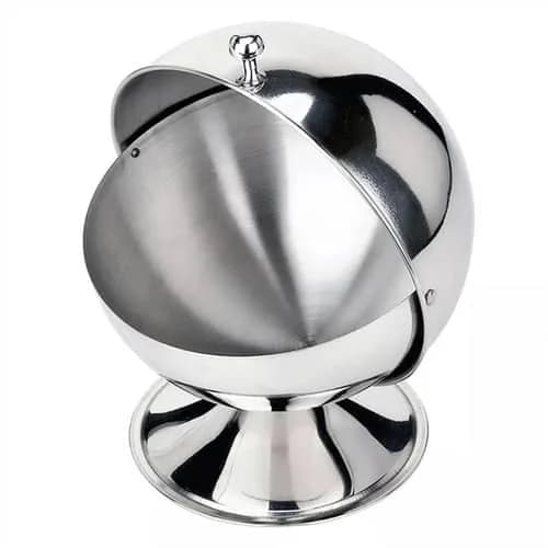 Bowl Azucarero Esferico Con Tapa Condimentos Acero Inox — imagen 1 de 4