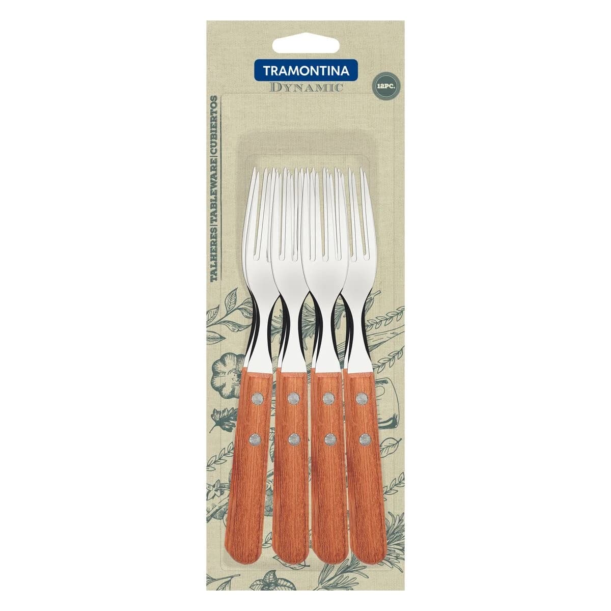 Tenedor Tramontina Mango De Madera Dynamic X12 Unid — miniatura 3