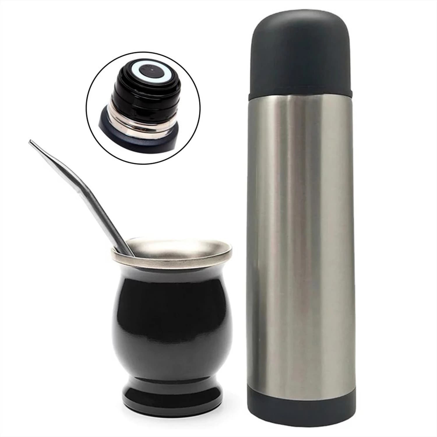 Set De Termo Y Mate Con Bombilla Acero Inoxidable 500 Ml — imagen 1 de 5