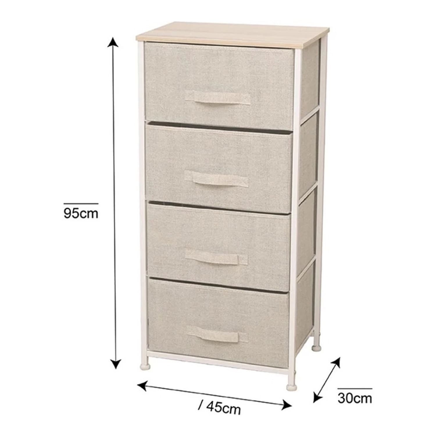 Mueble Organizador Tela Acero Y Madera 4 Cestos Cajones — miniatura 3
