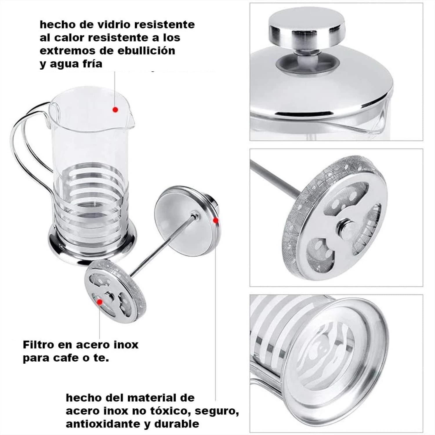 Cafetera Tetera Con Sistema De Embolo Cafe 600 Ml Grupo Dos — miniatura 4