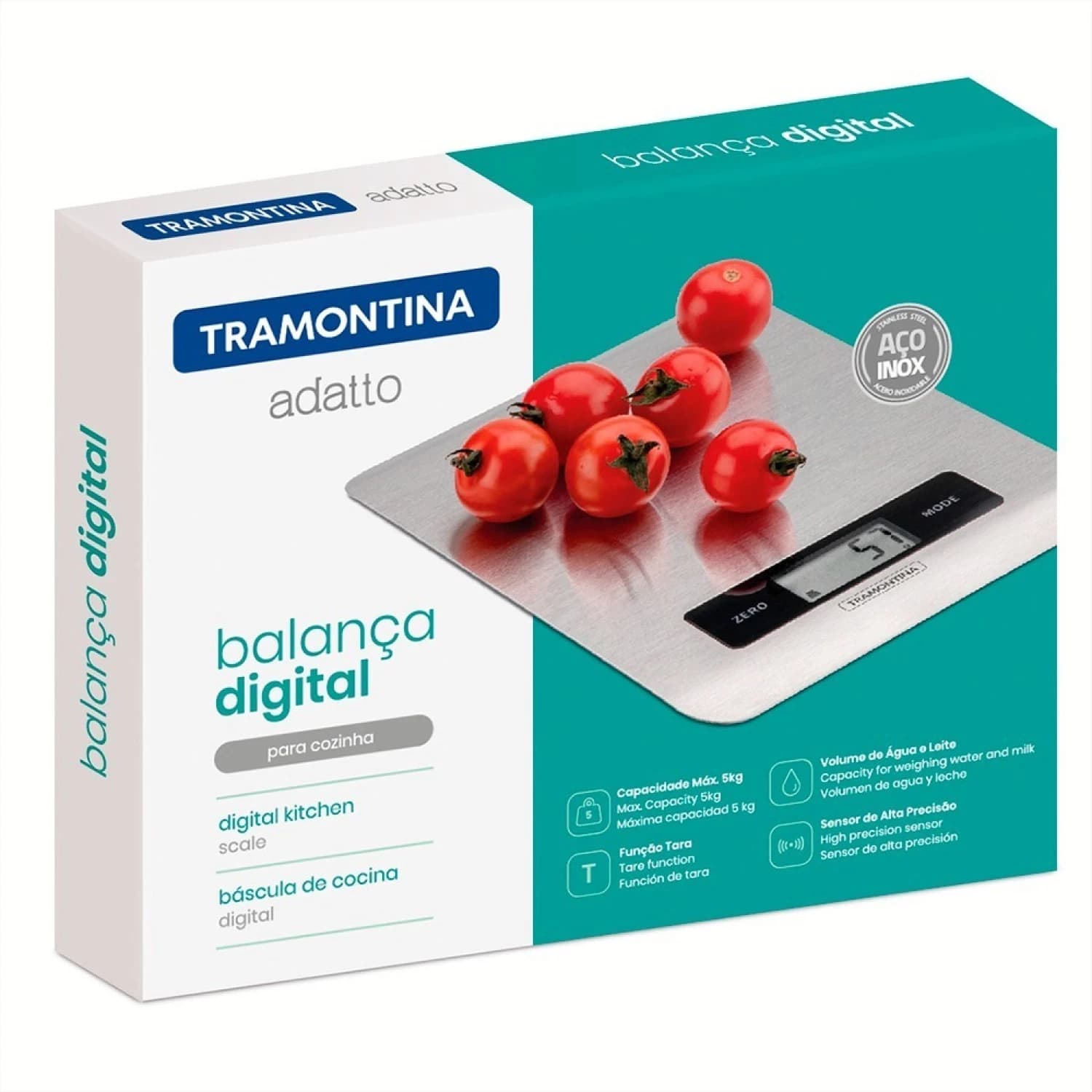 Balanza De Cocina Digital Tramontina 5 Kg Acero Inoxidable — miniatura 2