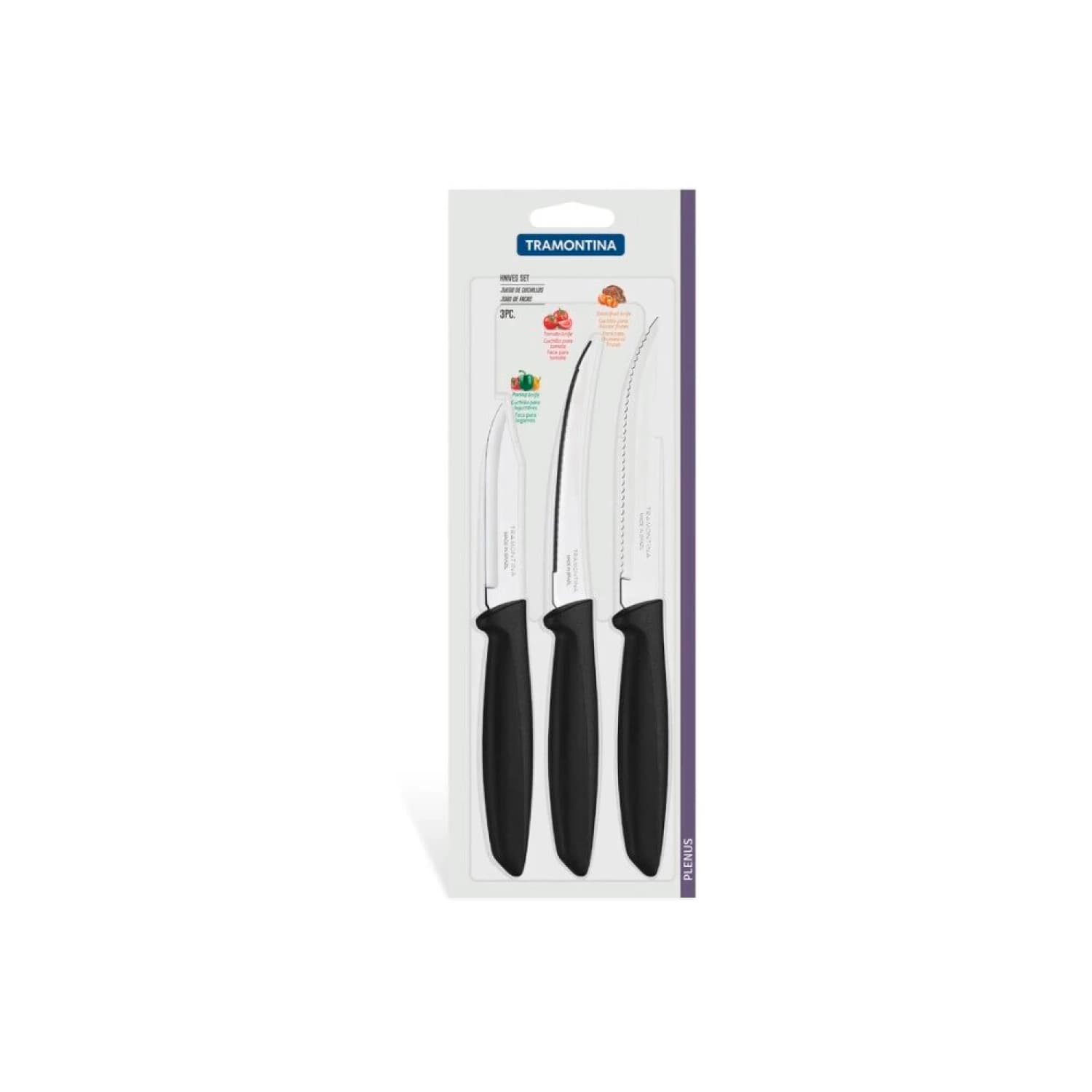 Juego De Cuchillos Tramontinina 3 Piezas Plenus Acero Inox — imagen 1 de 2