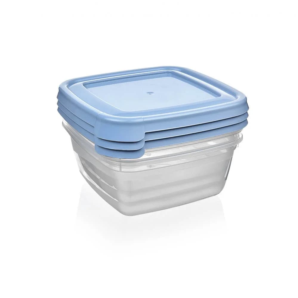 Juego De Tuppers Plastico Cuadrado 900 Ml Bager X3 Unid. — miniatura 2