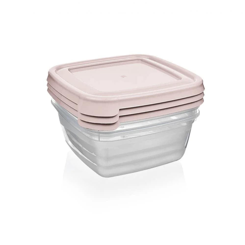 Juego De Tuppers Plastico Cuadrado 900 Ml Bager X3 Unid. — miniatura 3