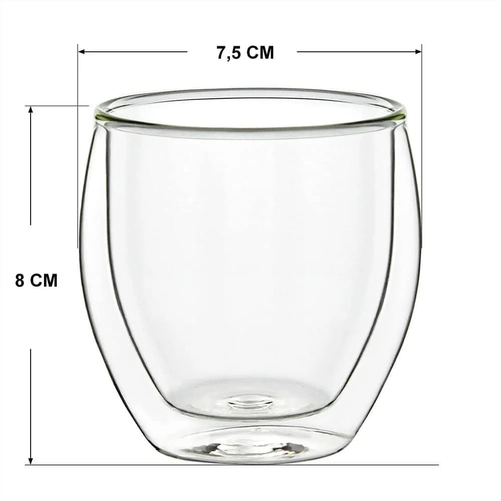 Vaso Doble Vidrio Termico Cafe 200 Ml X 2 Uni Grupo Dos — miniatura 2