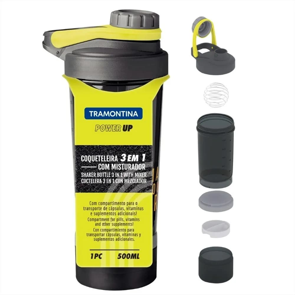 Botella Shaker Tramontina Vaso Mezclador Suplementos Deporte — imagen 1 de 6
