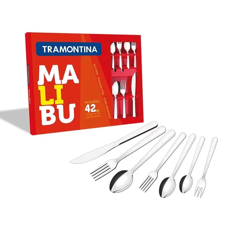 Juego De Cubiertos Tramontina Malibu Acero Inox 42 Piezas — imagen 1 de 4