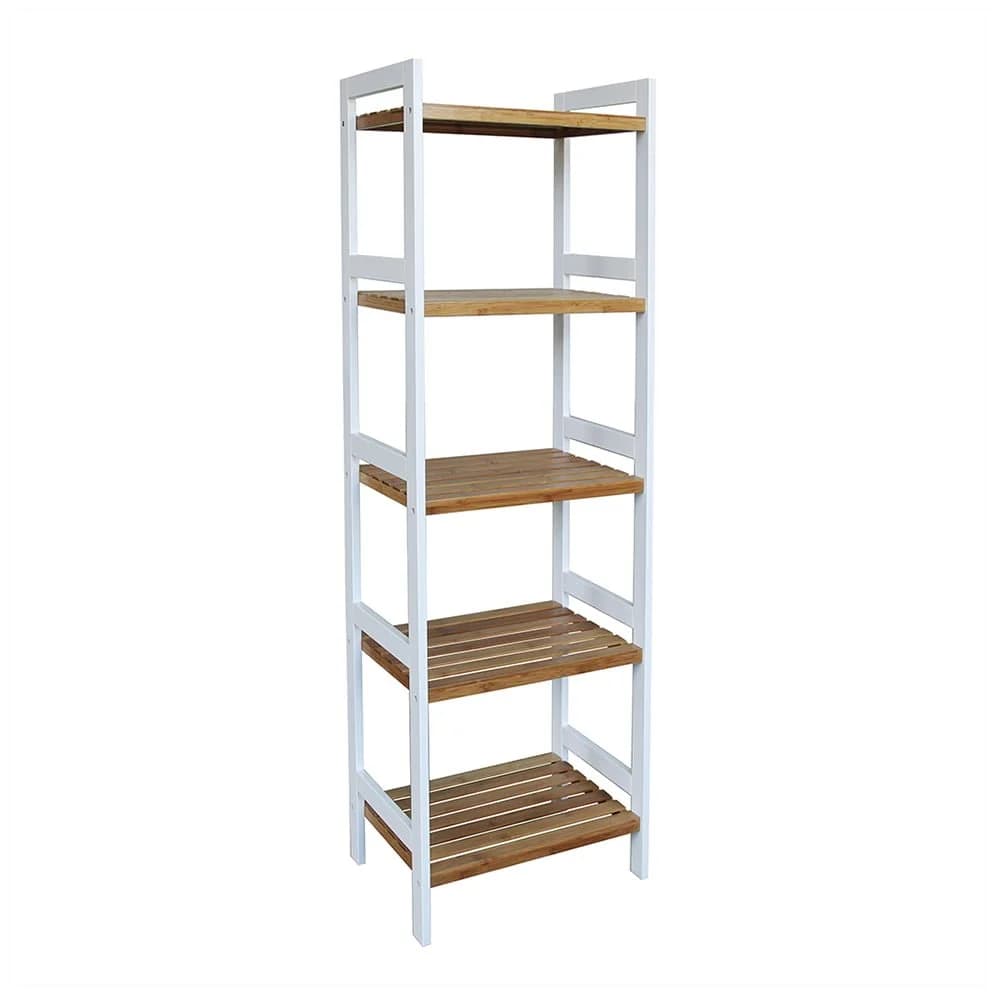 Estanteria Alacena 5 Estantes Bambu Mdf Blanco Cocina Baño — imagen 1 de 3