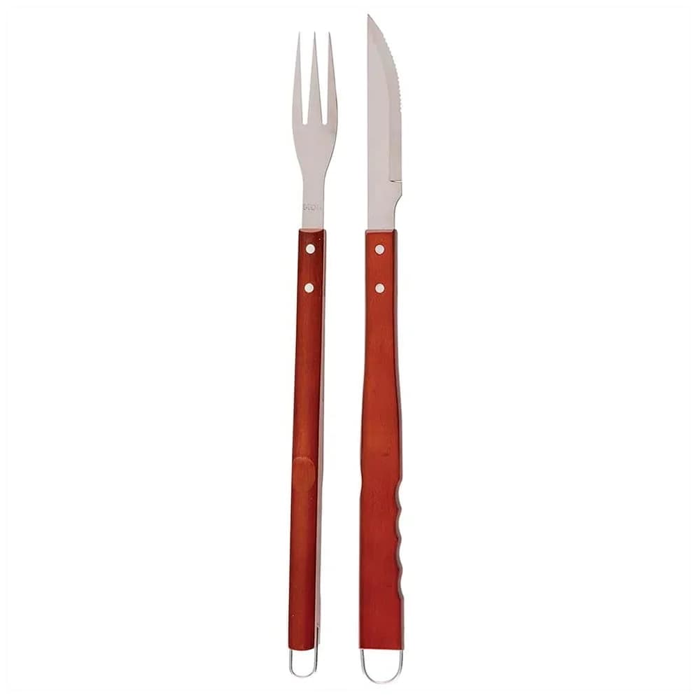 Juego Asador 2 Piezas Parrilla Barbacoa Tenedor Cuchillo Mor — imagen 1 de 1