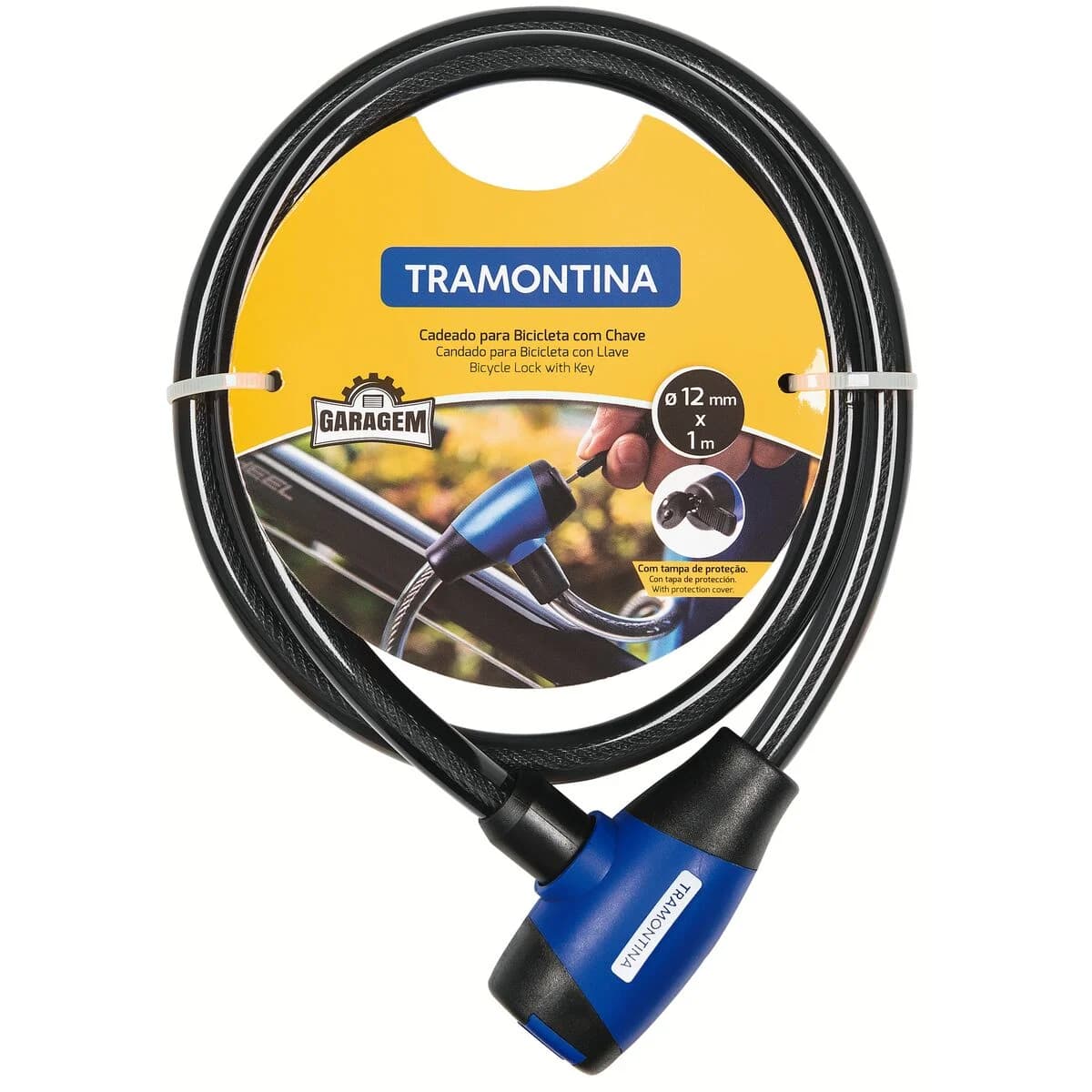 Candado Para Bicicleta Linga Tramontina Flexible 2 Llaves — imagen 1 de 5