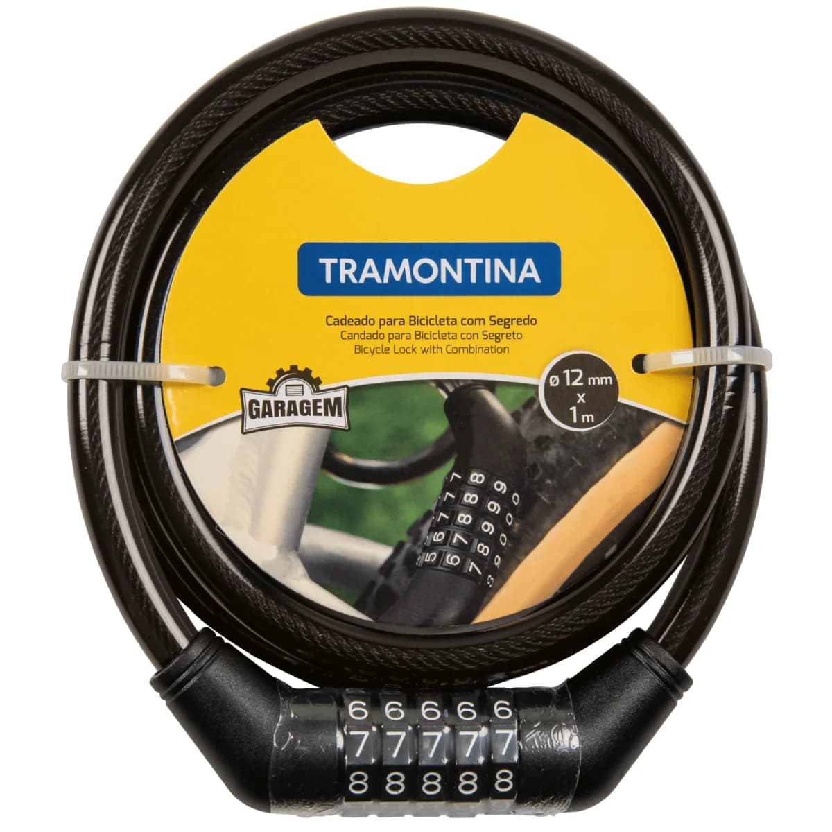 Candado Para Bicicleta Tramontina Flexible Con Combinacion — imagen 1 de 4