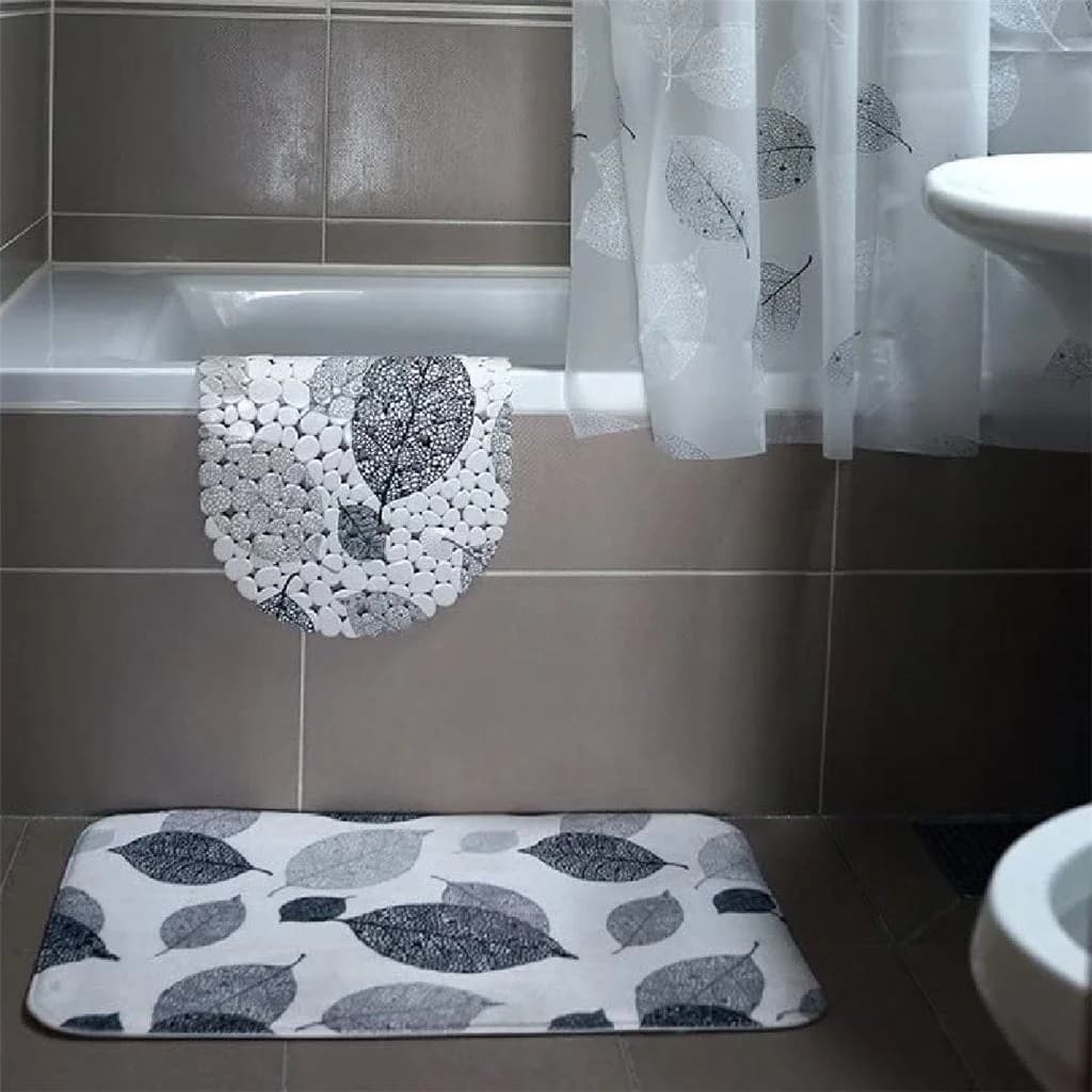 Alfombra De Baño Base Antideslizante 45 X 75 Cm Hojas — miniatura 2