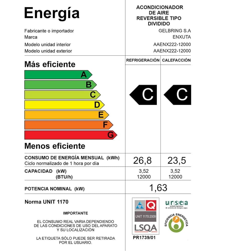 Aire Acondicionado Enxuta 12000 Btu Split Slim 1 Año Garantia — miniatura 7