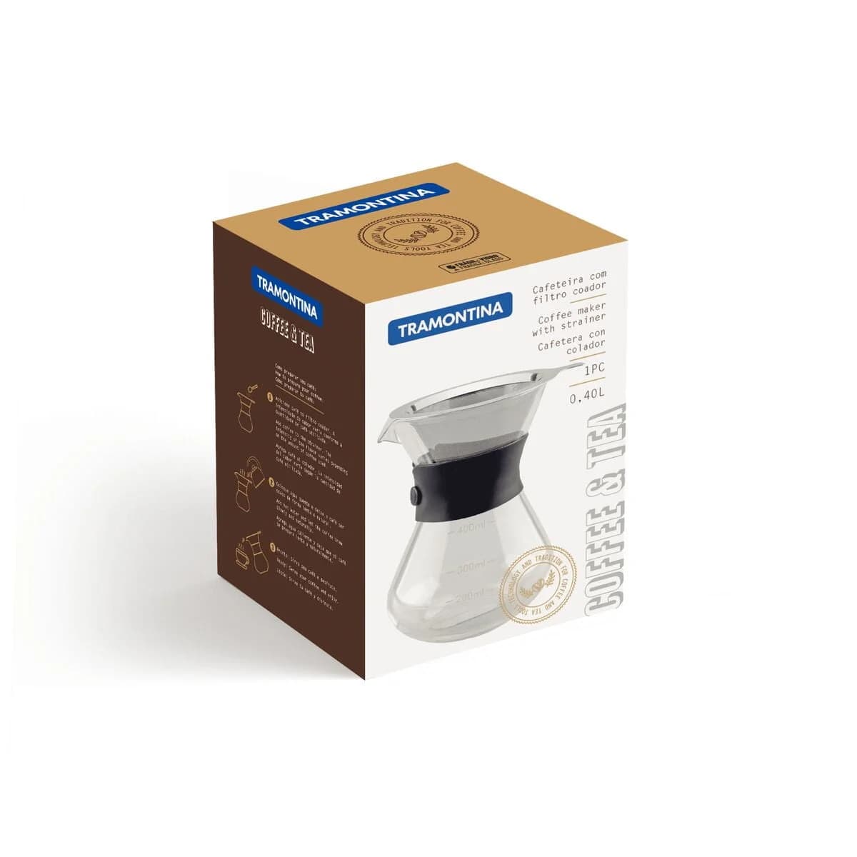 Cafetera Tramontina Con Colador Acero Inoxidable 400 Ml — miniatura 2