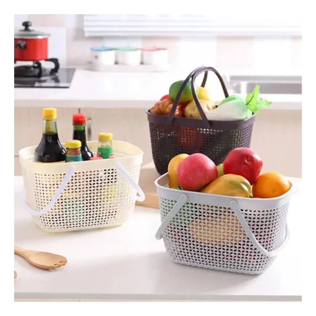Canasta Cesto Organizador De Plastico 33 Cm Con Asas — miniatura 5
