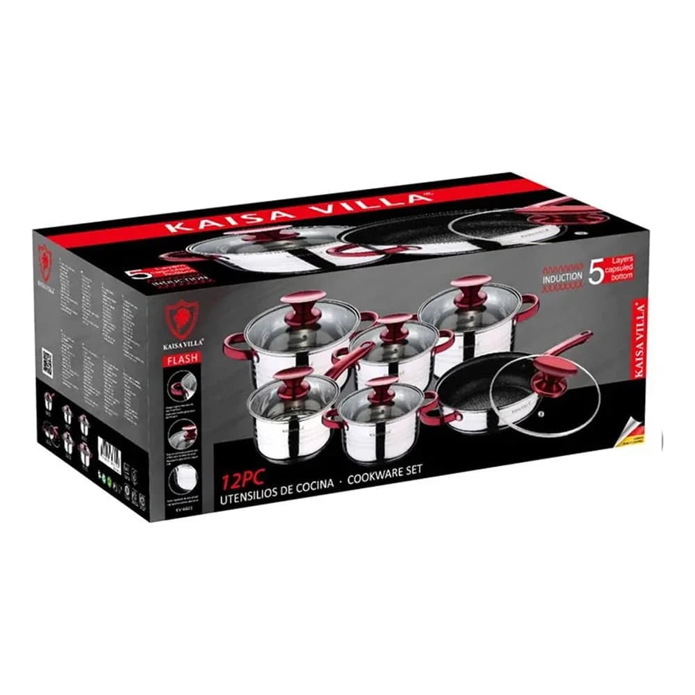 Juego De Ollas 12 Piezas Apta Induccion Caldera Acero Inox — miniatura 2