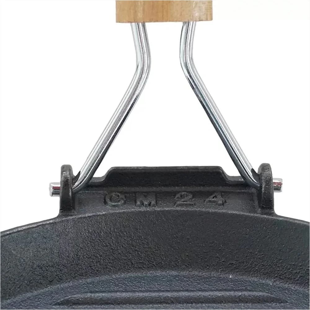 Pancha Grill Bifera Redonda Hierro Con Mango Madera 24 Cm — miniatura 4