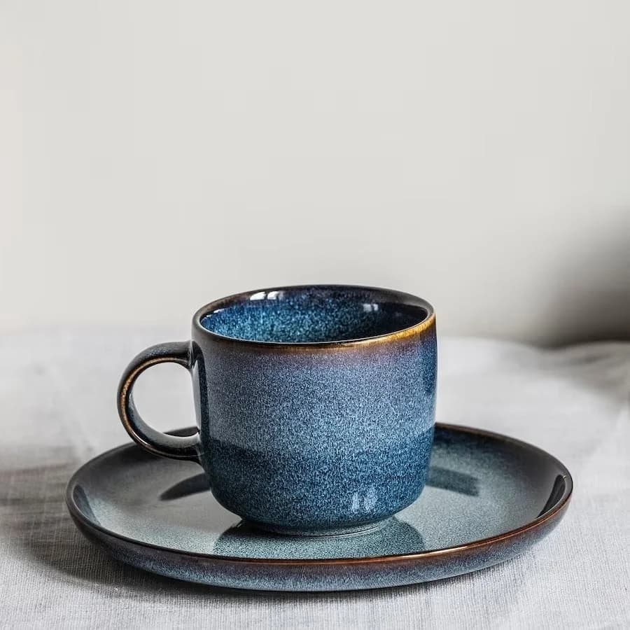 Juego De Vajilla Ceramica 16 Piezas Con Taza Organic Azul — imagen 2 de 6