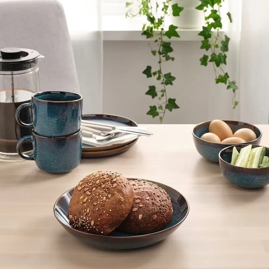 Juego De Vajilla Ceramica 16 Piezas Con Taza Organic Azul — imagen 3 de 6