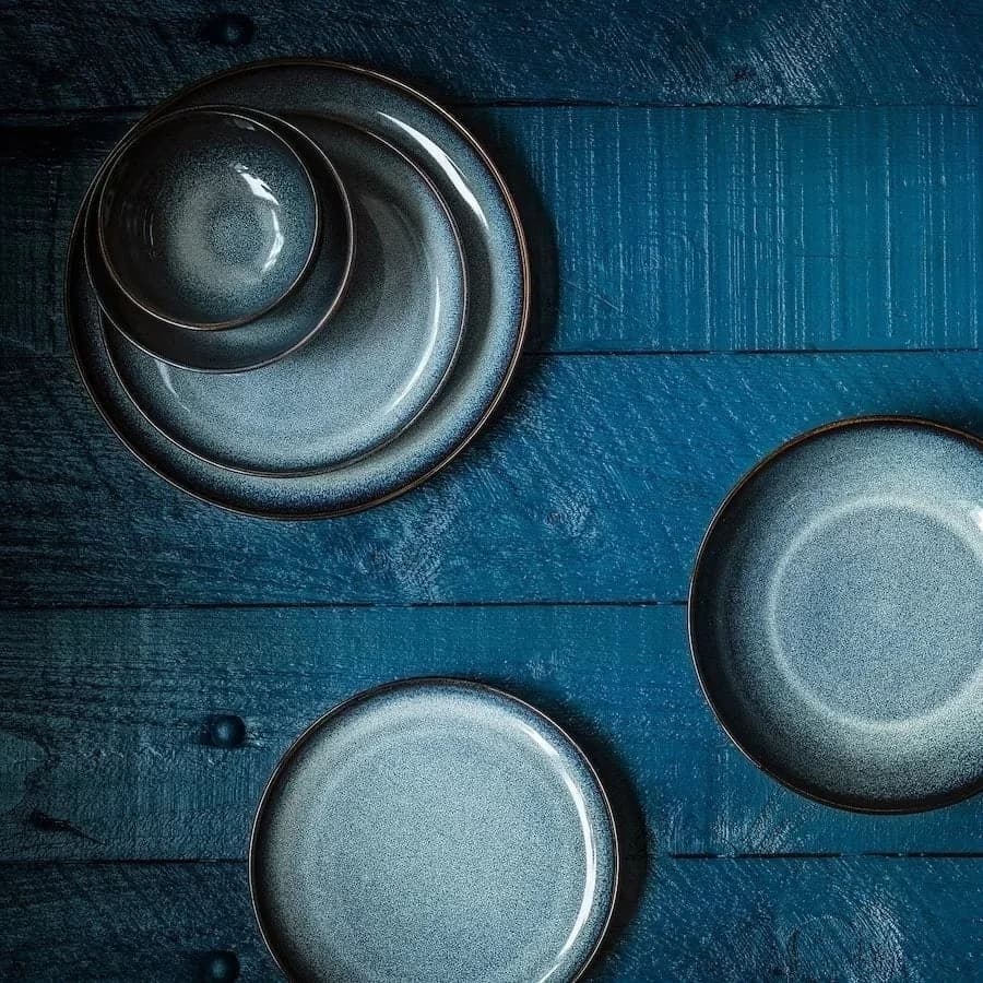 Juego De Vajilla Ceramica 16 Piezas Con Taza Organic Azul — imagen 4 de 6
