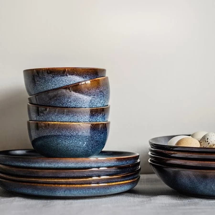 Juego De Vajilla Ceramica 16 Piezas Con Taza Organic Azul — imagen 6 de 6