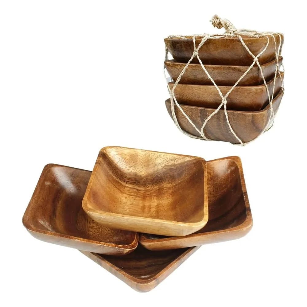 Compotera Copetinero 4 Piezas Madera Acacia Eco 10 X 10 Cm — imagen 1 de 3