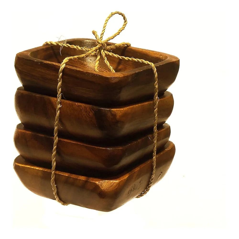 Compotera Copetinero 4 Piezas Madera Acacia Eco 10 X 10 Cm — imagen 2 de 3