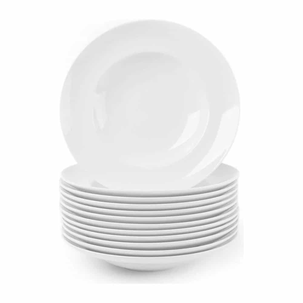Plato Hondo De Cerámica Blanco Loza 23,5 Cm X 6 Uni
