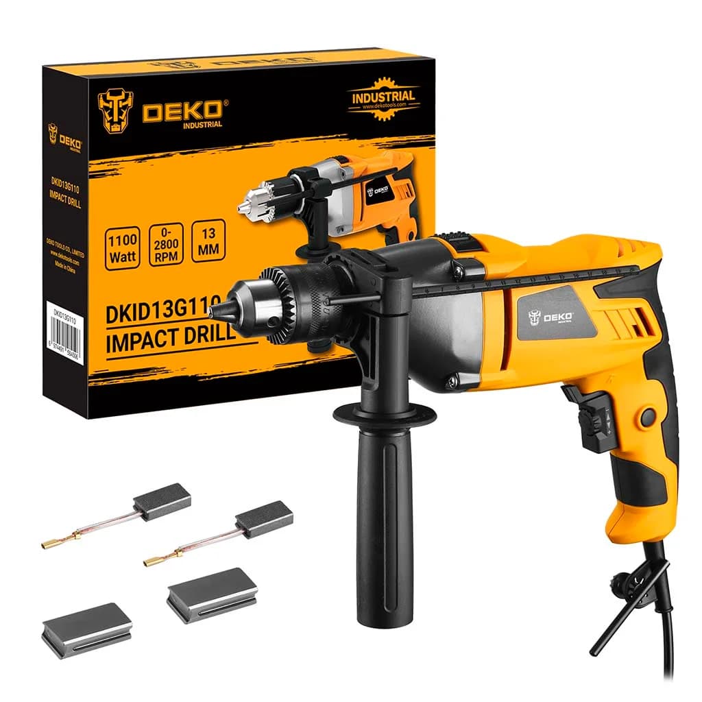 Taladro Con Percutor 13mm 1100w Deko Dkid13g110 Amarillo — miniatura 3
