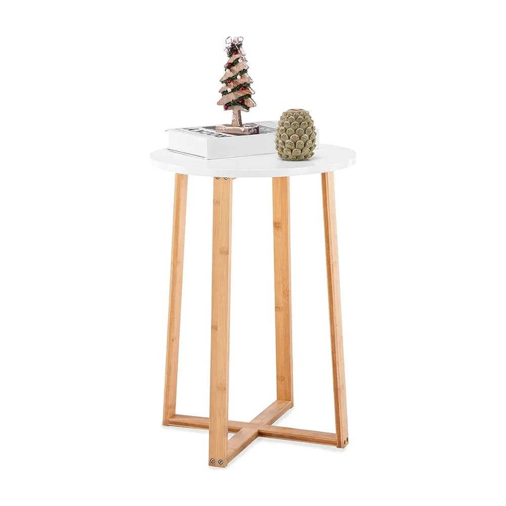 Mesa Redonda Auxiliar Bamboo Madera 40x40x60 Cm — imagen 1 de 5
