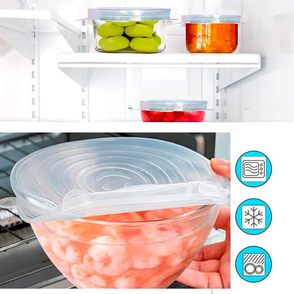 Set De 6 Tapas De Silicona Adaptables Reutilizable Bpa Free — miniatura 3