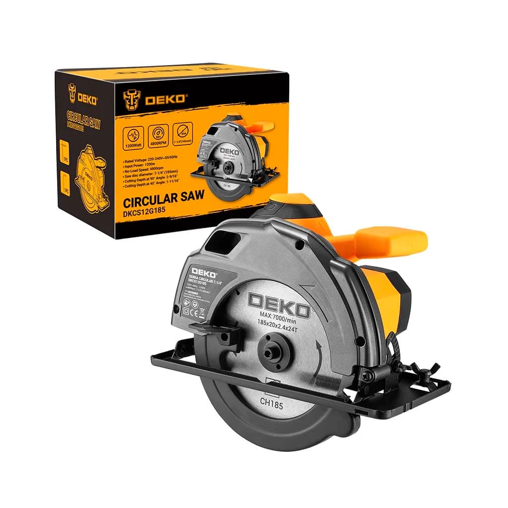 Sierra Circular 7 1/4 Deko Dkcs12g185 1200w Hoja 185x20mm — miniatura 3