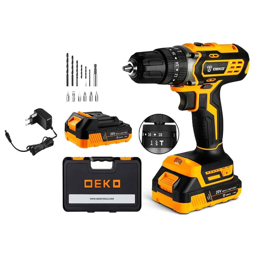 Taladro Atornillador A Bateria Deko Dkcd20id01-10s3 2 Bat — imagen 1 de 1