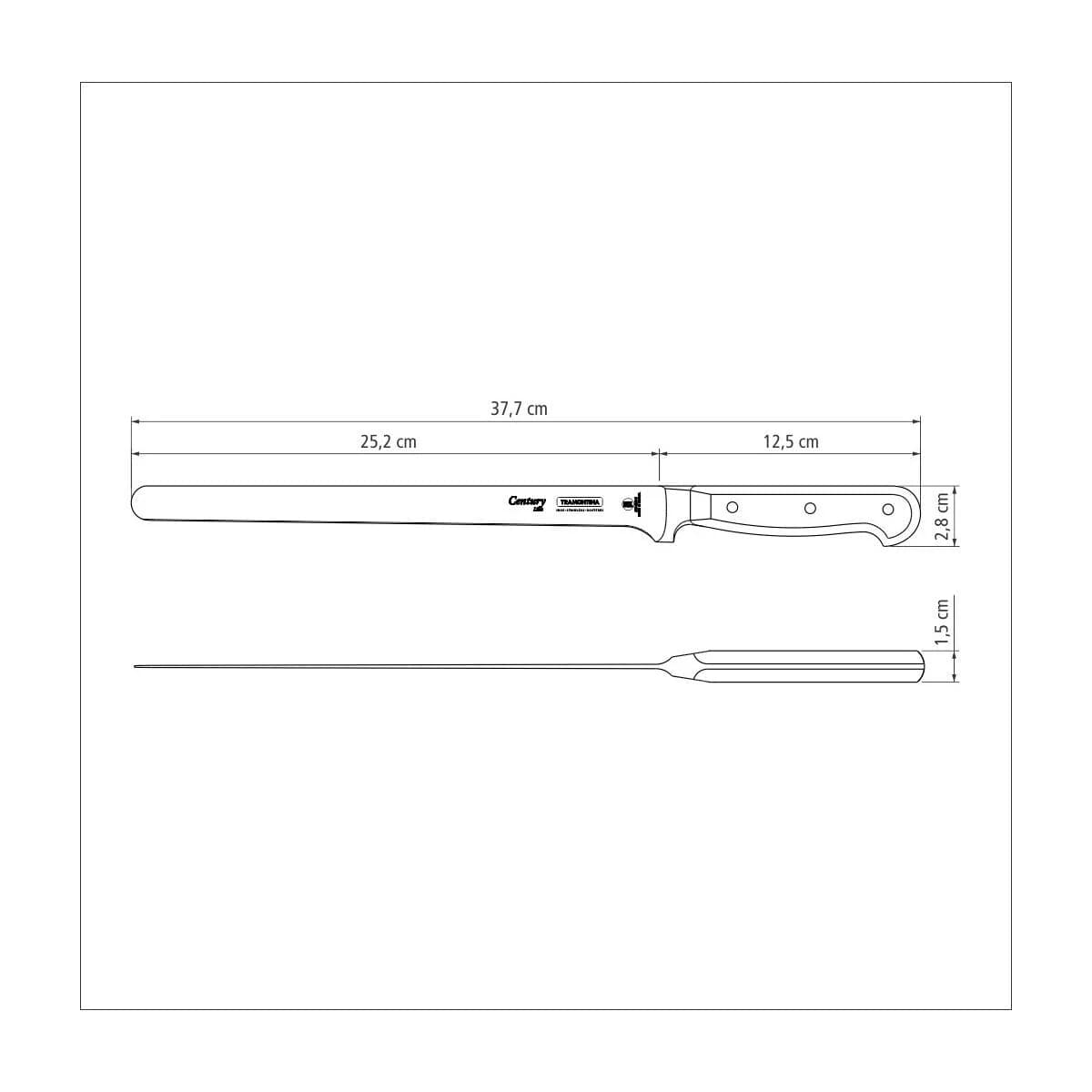 Cuchilla De Jamon Tramontina 10'' Acero Inoxidable Century — miniatura 3