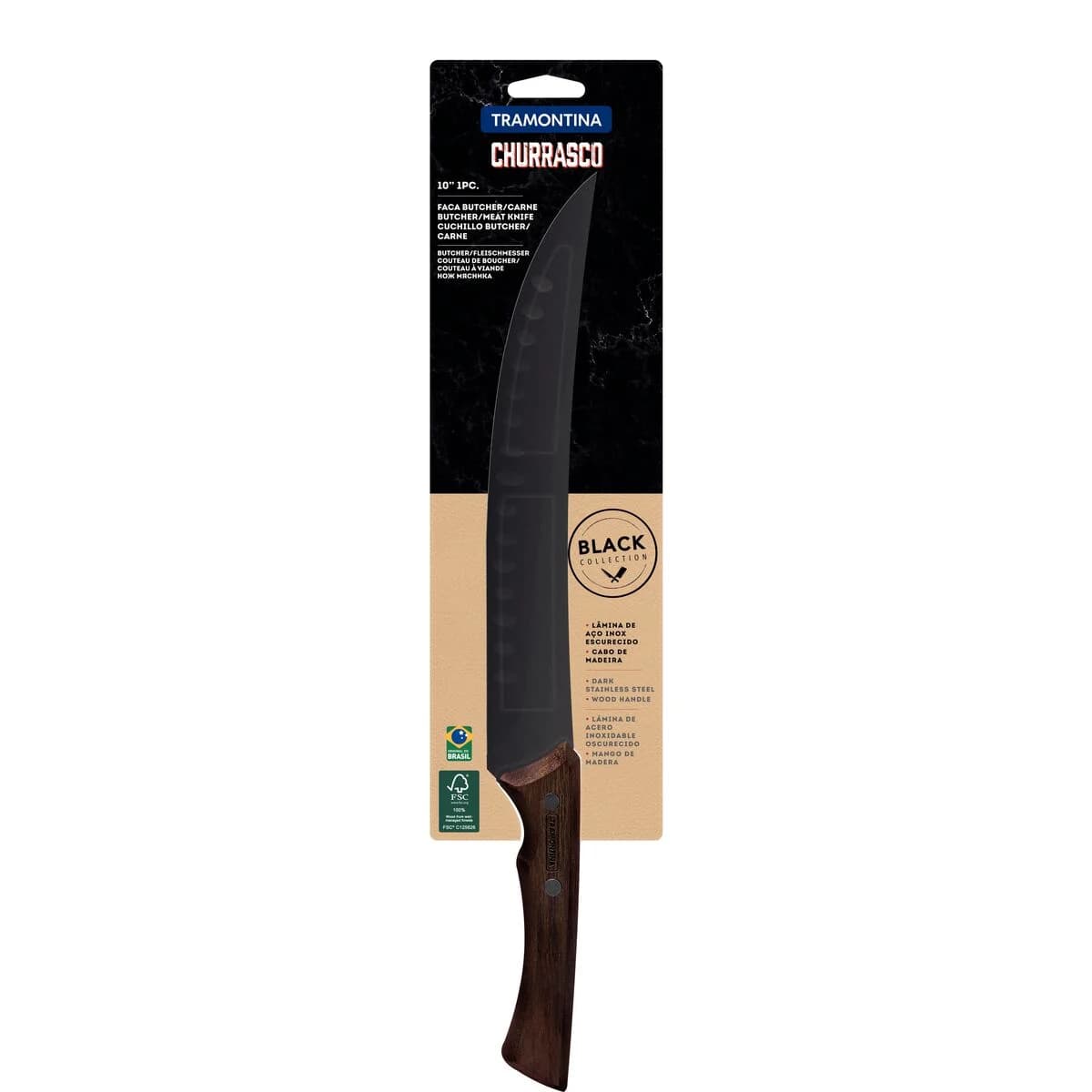Cuchilla De Carne Tramontina Churrasco Black 10 Acero Inox — miniatura 2