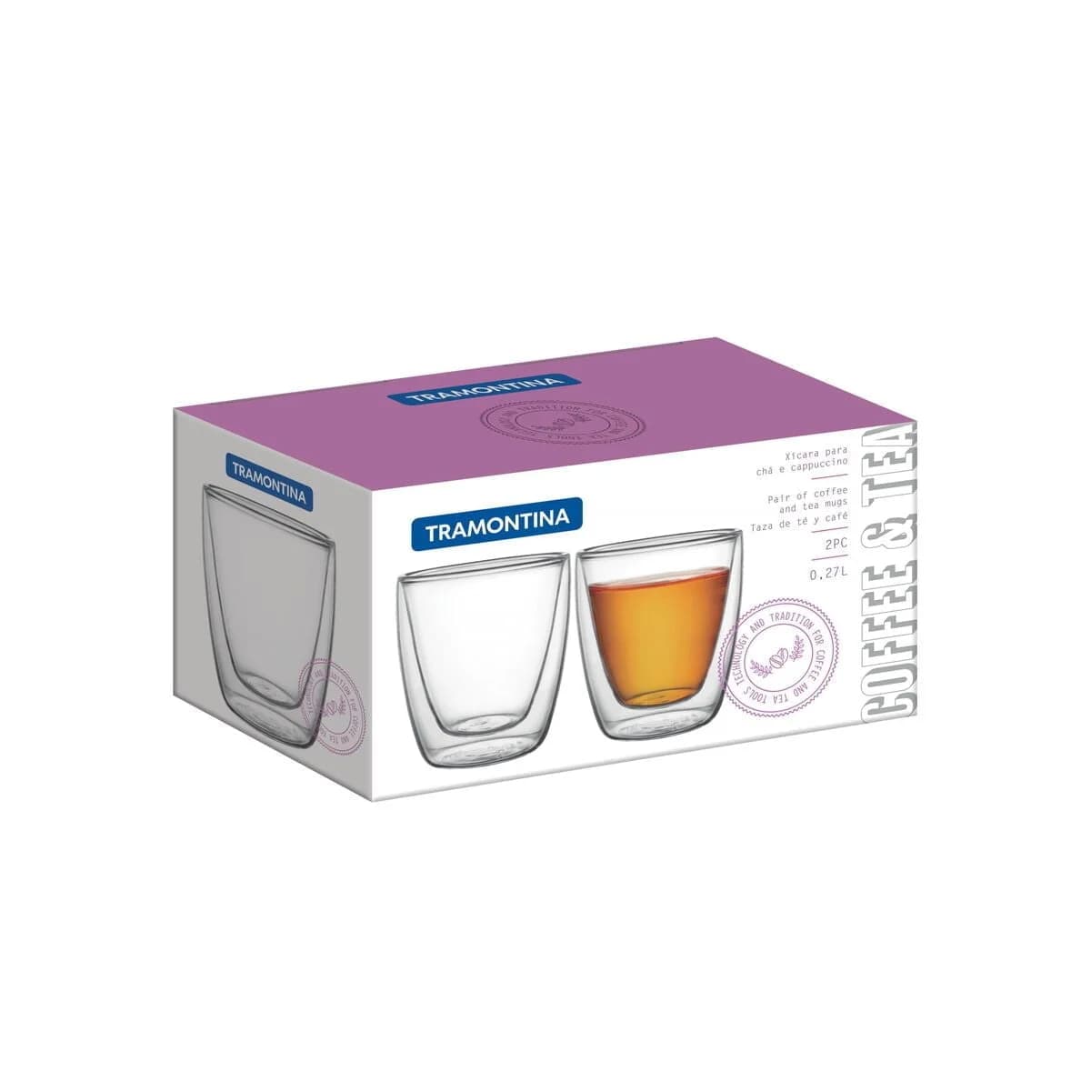 Vaso Doble Vidrio Tramontina Termico 270 Ml Cafe X2 Unid. — miniatura 2