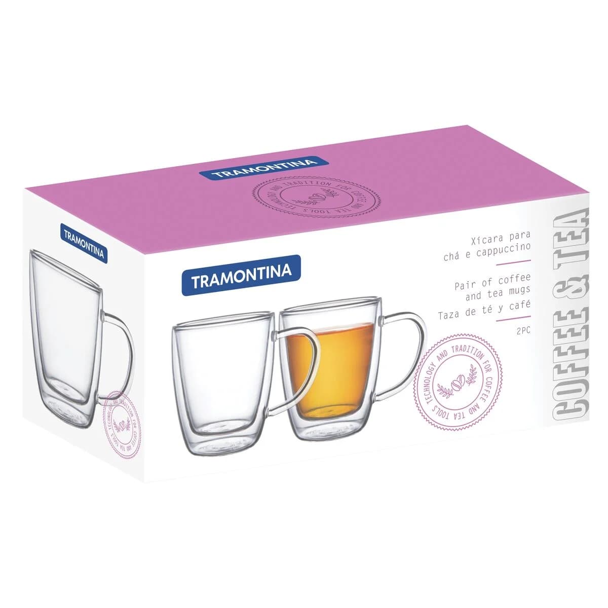 Taza Doble Vidrio Tramontina Termico 270 Ml Cafe X2 Unid. — miniatura 2