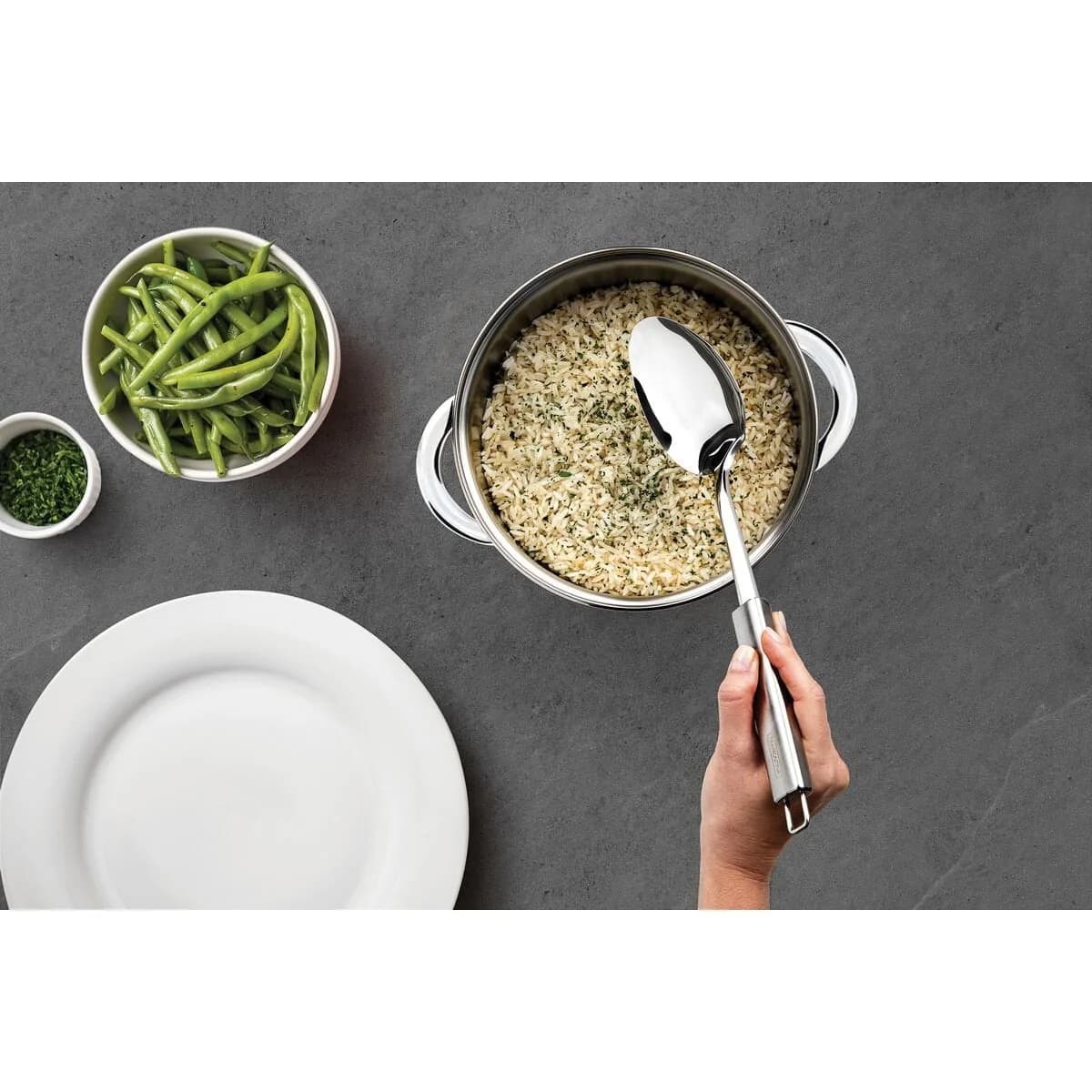 Cuchara De Arroz Servir Tramontina Acero Inoxidable Marffim — miniatura 4