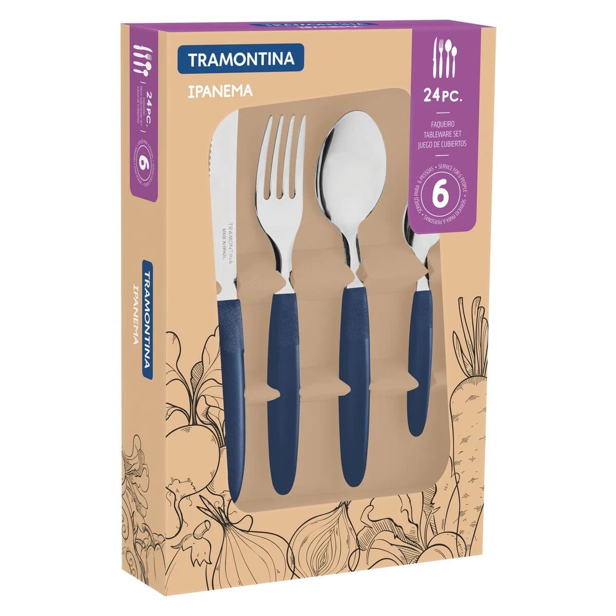 Juego De Cubiertos Tramontina Ipanema 24 Piezas Azul — miniatura 2