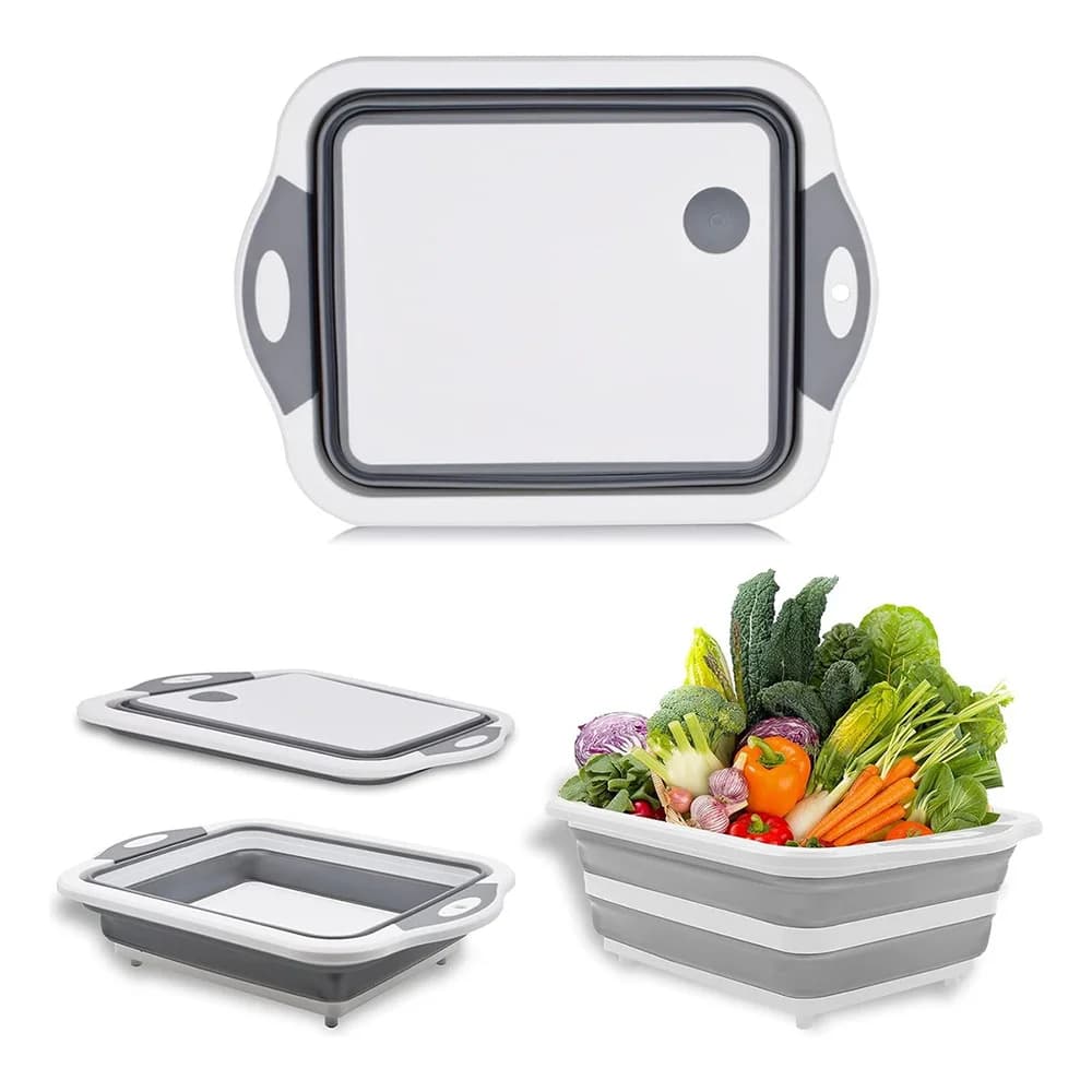 Tabla Cortar Picar Bandeja Colador Canasto Plegable Silicona — imagen 1 de 7