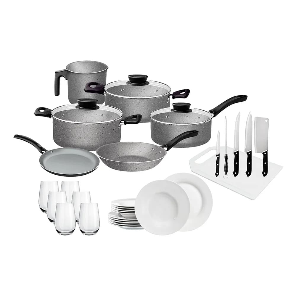 Ollas De Cocina Juego Tramontina Vasos Platos Ceramica 33 Pz — imagen 1 de 8