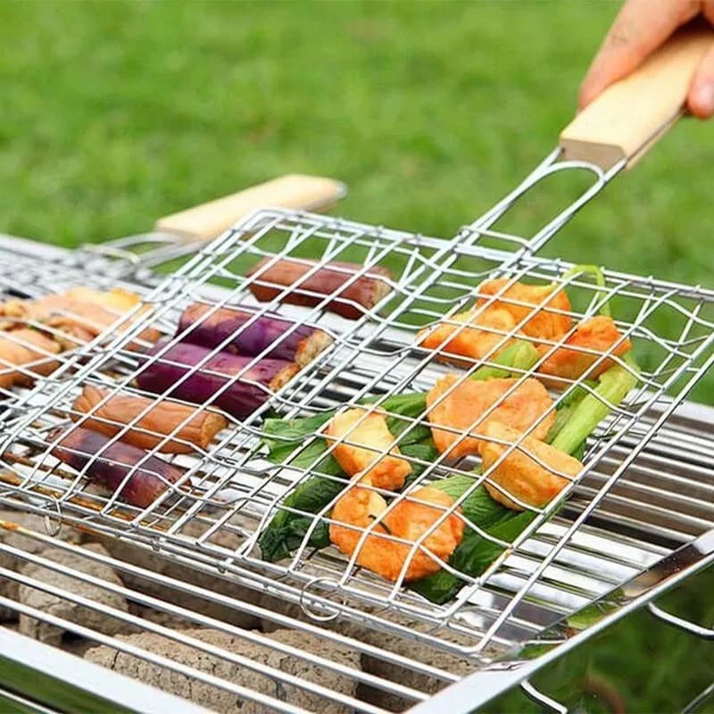 Grill Parrillero Para Carne Pescado Verdura Rejilla Portatil — miniatura 4